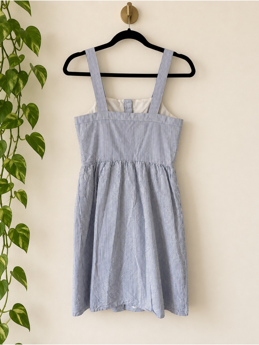 J.Crew Blue White Seersucker Button Dress Size 0 - Picture 2 of 3